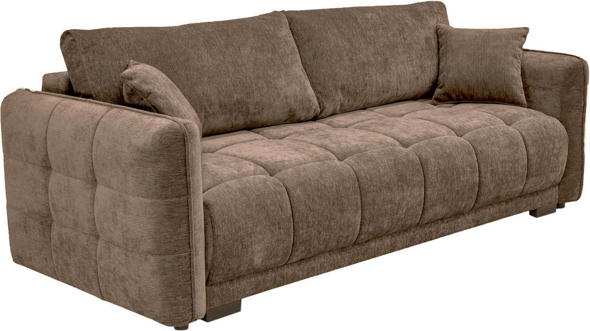 BOXSPRINGSOFA Chenille Braun  inkl. Zierkissen, Rückenkissen, Bettkasten, Schlaffunktion  - Schwarz/Braun, KONVENTIONELL, Kunststoff/Textil (235/94/103cm) - Novel