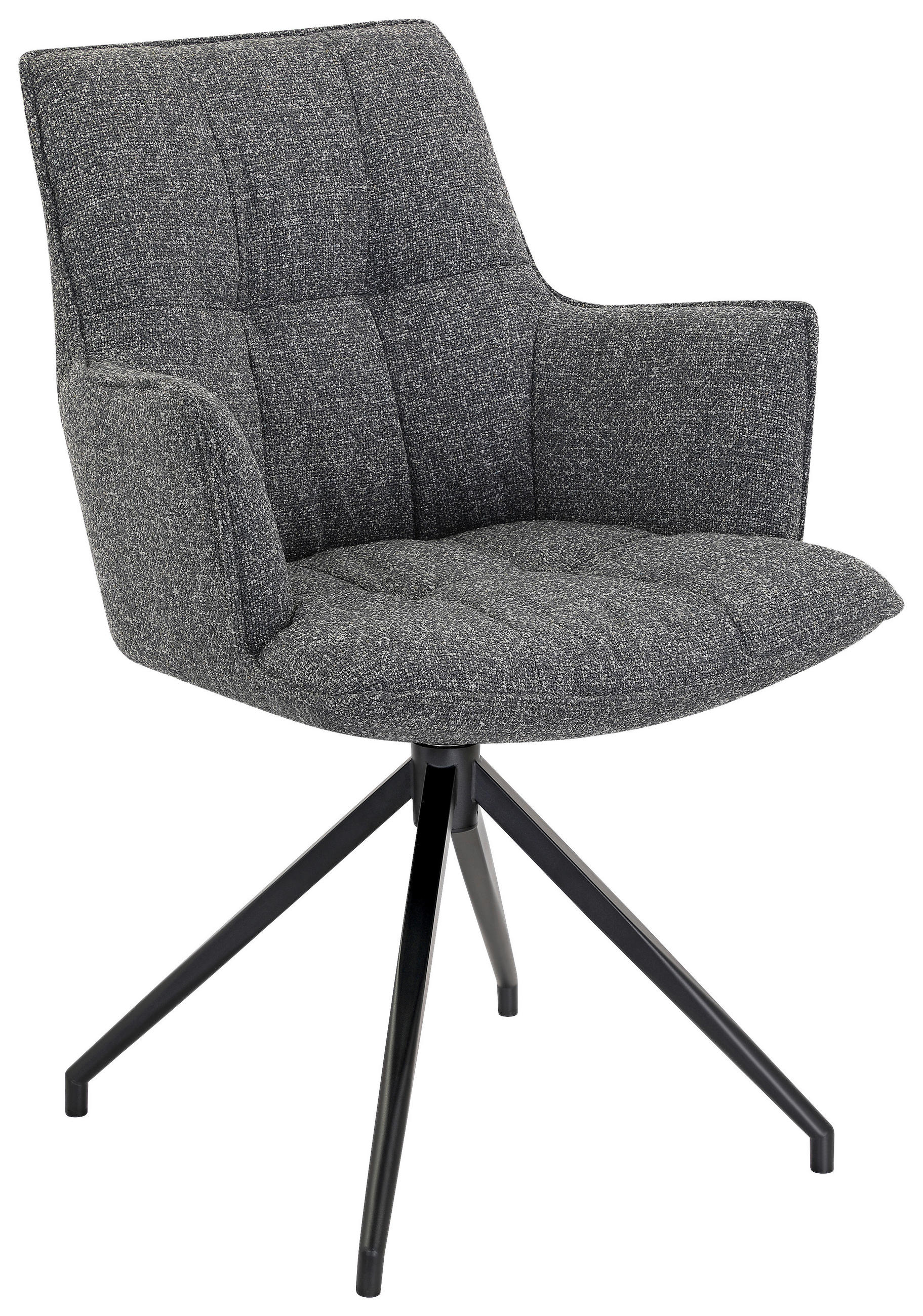 ARMLEHNSTUHL  Sitzfläche 360° drehbar, automatische Rückholfunktion Leinenoptik  Anthrazit, Schwarz  - Anthrazit/Schwarz, Design, Textil/Metall (59/89,5/63cm) - Novel