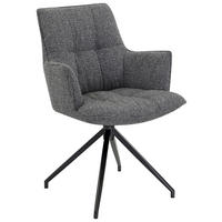 ARMLEHNSTUHL  Sitzfläche 360° drehbar, automatische Rückholfunktion Leinenoptik  Anthrazit, Schwarz  - Anthrazit/Schwarz, Design, Textil/Metall (59/89,5/63cm) - Novel