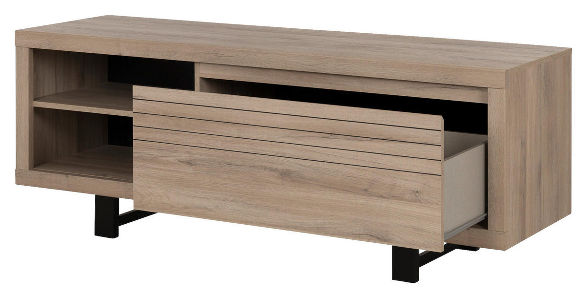 TV-ELEMENT - Eichefarben/Schwarz, MODERN, Holzwerkstoff (160/60/48cm) - MID.YOU