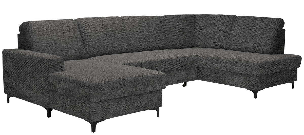 WOHNLANDSCHAFT in Webstoff Graphitfarben  - Schwarz/Graphitfarben, Konventionell, Textil/Metall (167/317/185cm) - Stylife