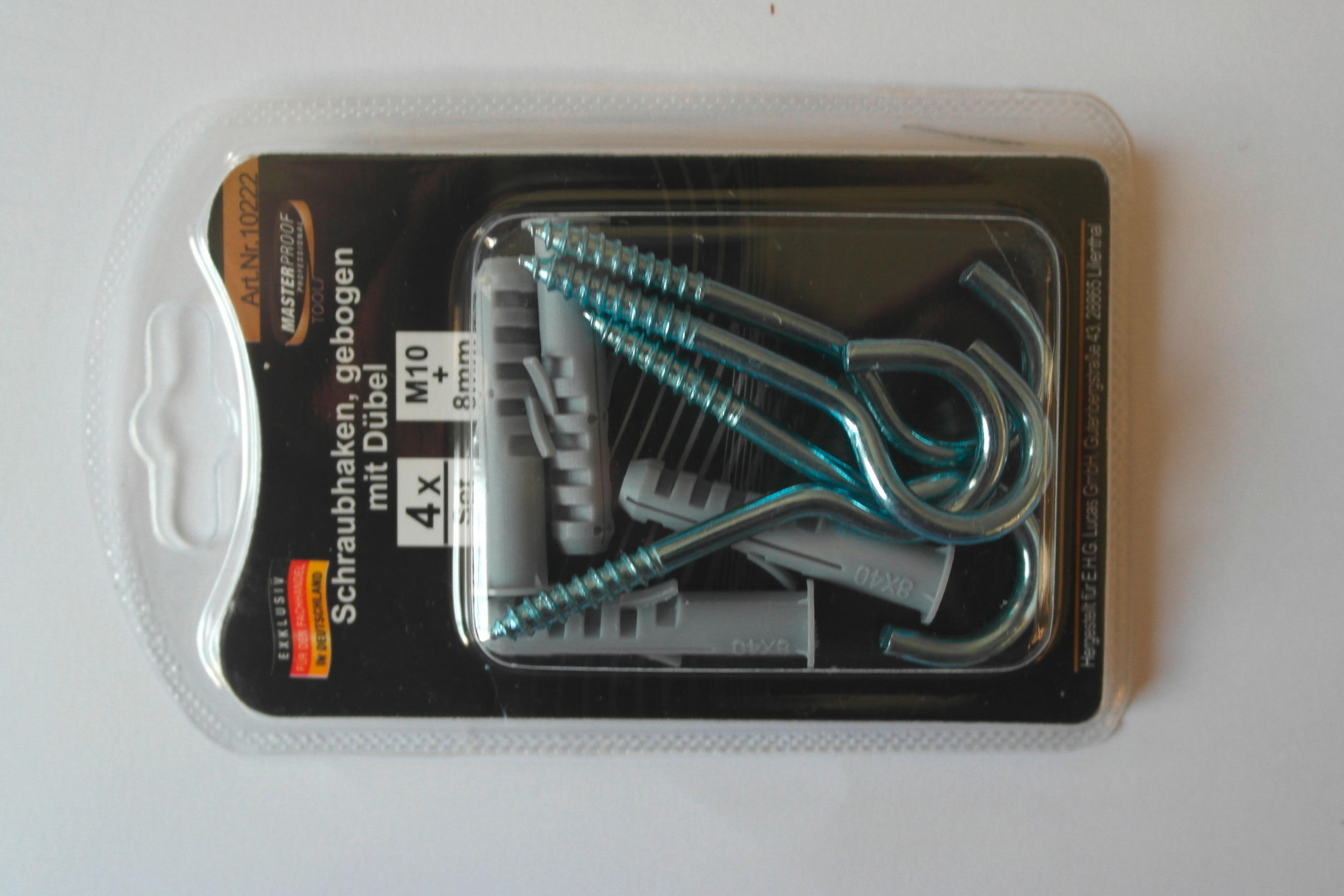 Schraubhaken-Set Gebogen Stahl L: 13 cm 4 Stk. mit Dübeln