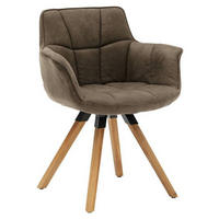 ARMLEHNSTUHL  in Mikrofaser  - Hellbraun/Eichefarben, Design, Holz/Textil (67/85/60cm) - Musterring