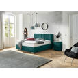BOXSPRINGBETT 180/200 cm,  in Petrol, Matratze, H2 + H3 = mittel + fest  - Chromfarben/Petrol, KONVENTIONELL, Textil (180/200cm) - Dieter Knoll