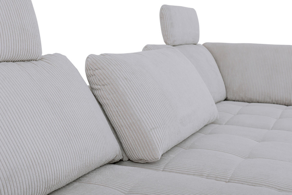 ECKSOFA in Cord, Velours Grau  - Schwarz/Grau, Design, Textil/Metall (291/197cm) - Beldomo Style