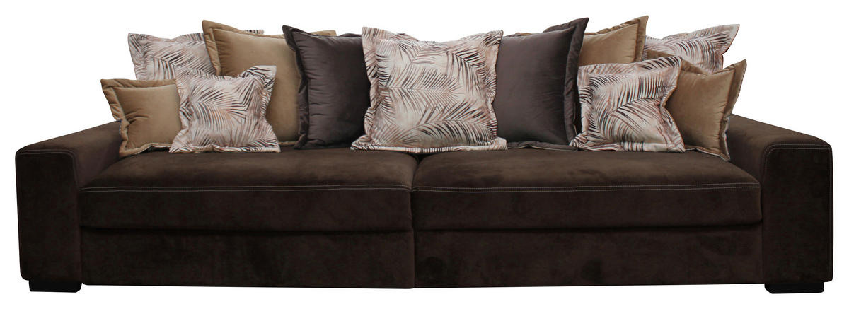 BIGSOFA Velours Braun  - Wengefarben/Beige, LIFESTYLE, Holz/Textil (289/90/115cm) - Carryhome