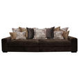 BIGSOFA Velours Braun  - Wengefarben/Beige, LIFESTYLE, Holz/Textil (289/90/115cm) - Carryhome