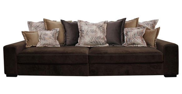 BIGSOFA Velours Braun  - Wengefarben/Beige, LIFESTYLE, Holz/Textil (289/90/115cm) - Carryhome
