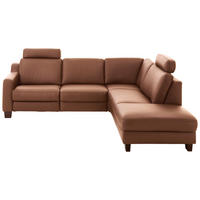 ECKSOFA in Echtleder Braun  - Eichefarben/Braun, Design, Leder/Holz (259/235cm) - Valdera