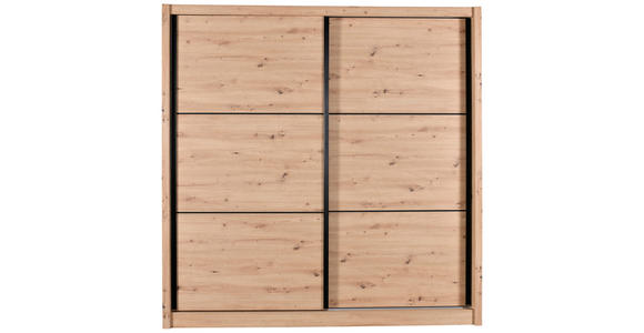 SCHIEBETÜRENSCHRANK 213/215,5/60 cm 2-türig Eiche Artisan  - Schwarz/Eiche Artisan, Basics, Holzwerkstoff/Metall (213/215,5/60cm) - Xora