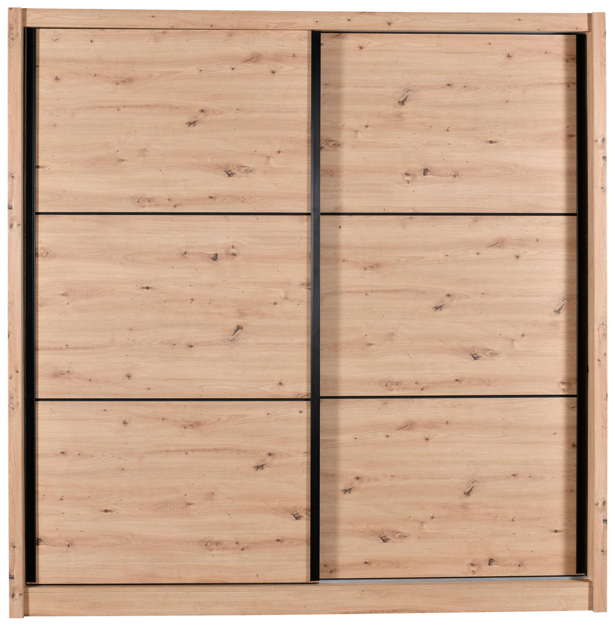 SCHIEBETÜRENSCHRANK 213/215,5/60 cm 2-türig Eiche Artisan  - Schwarz/Eiche Artisan, Basics, Holzwerkstoff/Metall (213/215,5/60cm) - Xora