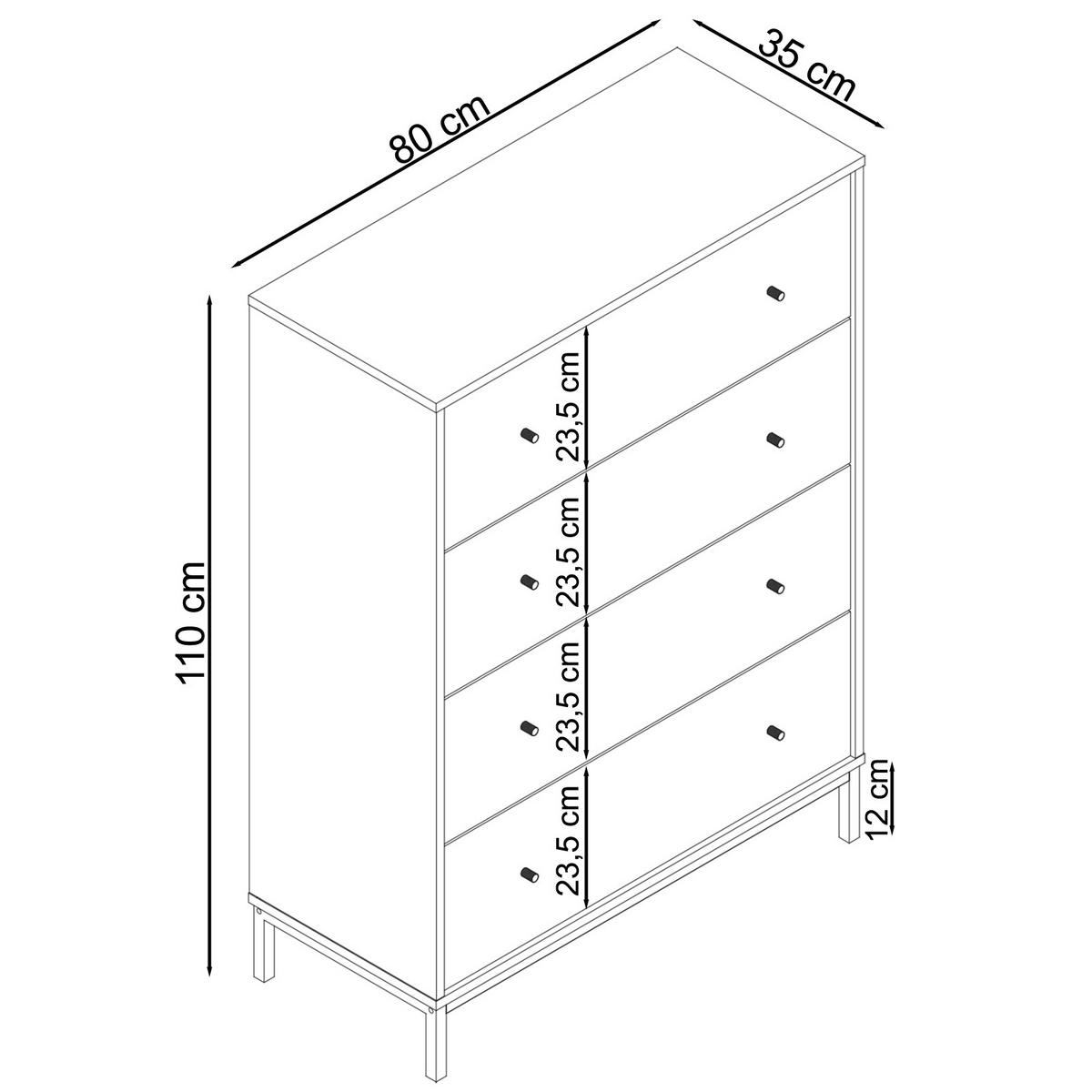 KOMMODE Celine  in 80/110/35 cm  - Schwarz/Grau, Design, Holzwerkstoff/Metall (80/110/35cm) - MID.YOU