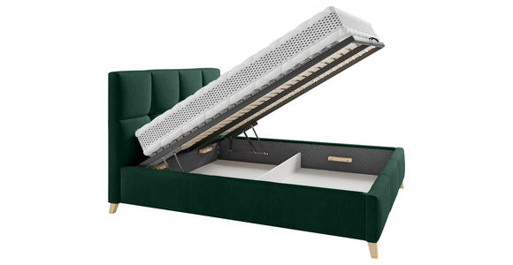 POLSTERBETT Lattenrost, Bettkasten Dunkelgrün 180/200 cm  - Dunkelgrün/Buchefarben, KONVENTIONELL, Holz/Textil (180/200cm) - Carryhome