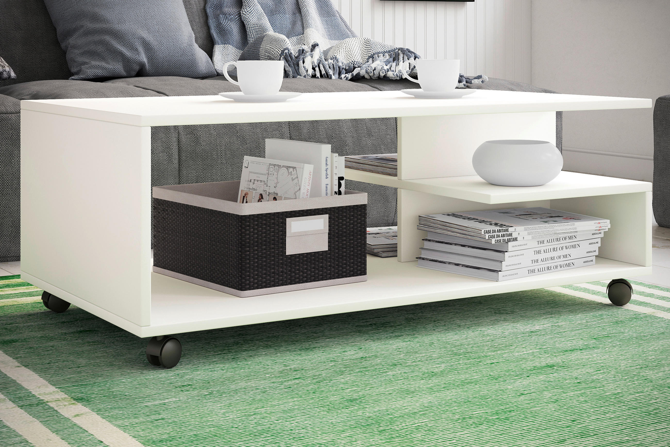 COUCHTISCH Stango 100/50/40 cm rechteckig Weiß  - Weiß, Design, Holzwerkstoff/Kunststoff (100/50/40cm) - MID.YOU