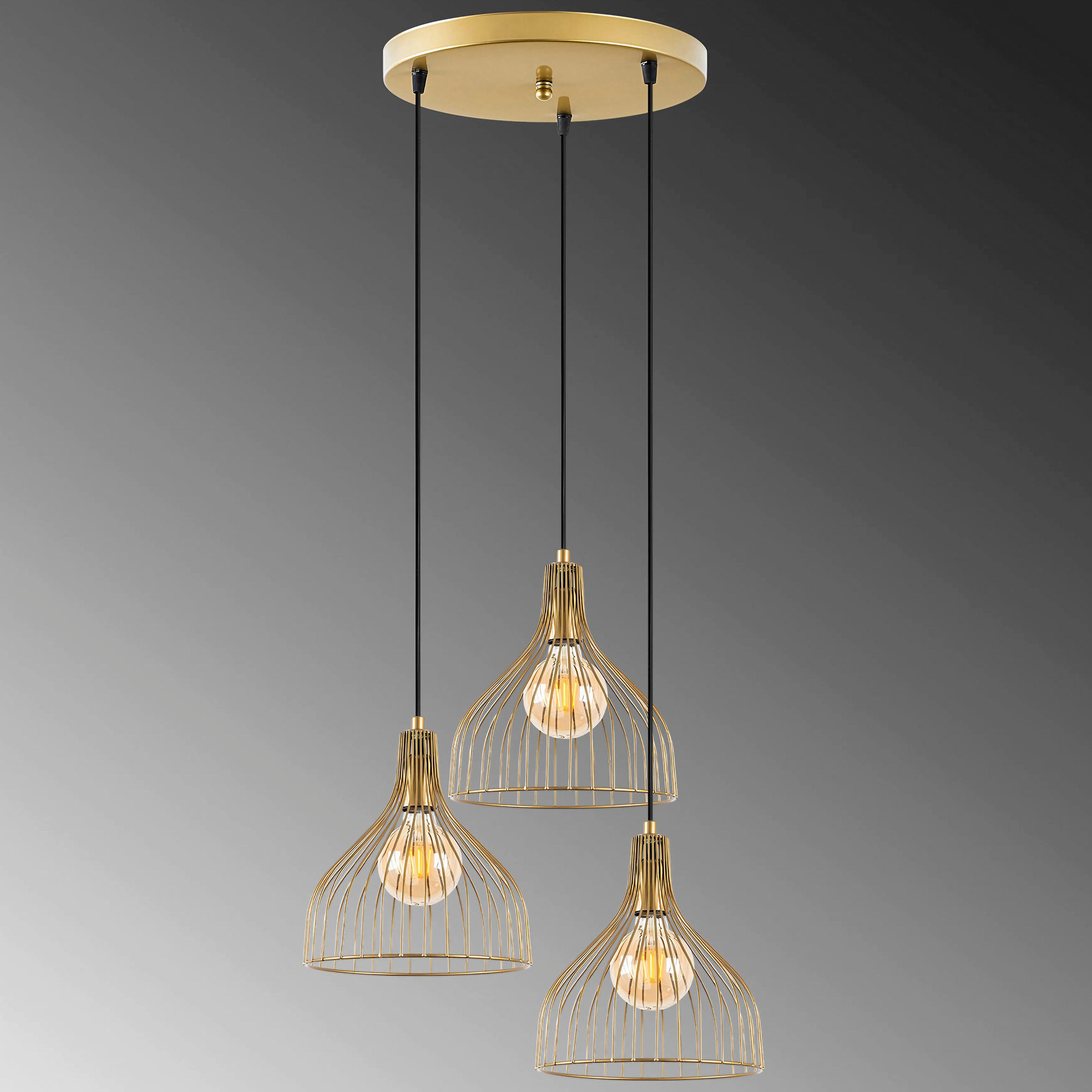 HÄNGELEUCHTE 49/121 cm   - Goldfarben, Design, Metall (49/121cm) - P & B