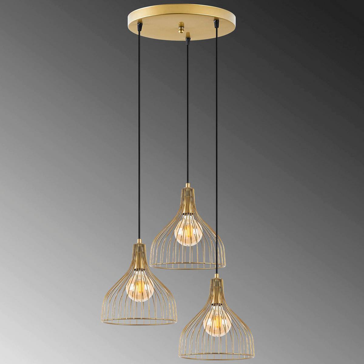 HÄNGELEUCHTE 49/121 cm   - Goldfarben, Design, Metall (49/121cm) - P & B