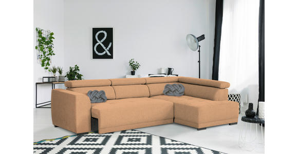 ECKSOFA Rostfarben Struktur - Rostfarben/Schwarz, Design, Kunststoff/Textil (284/205cm) - Xora