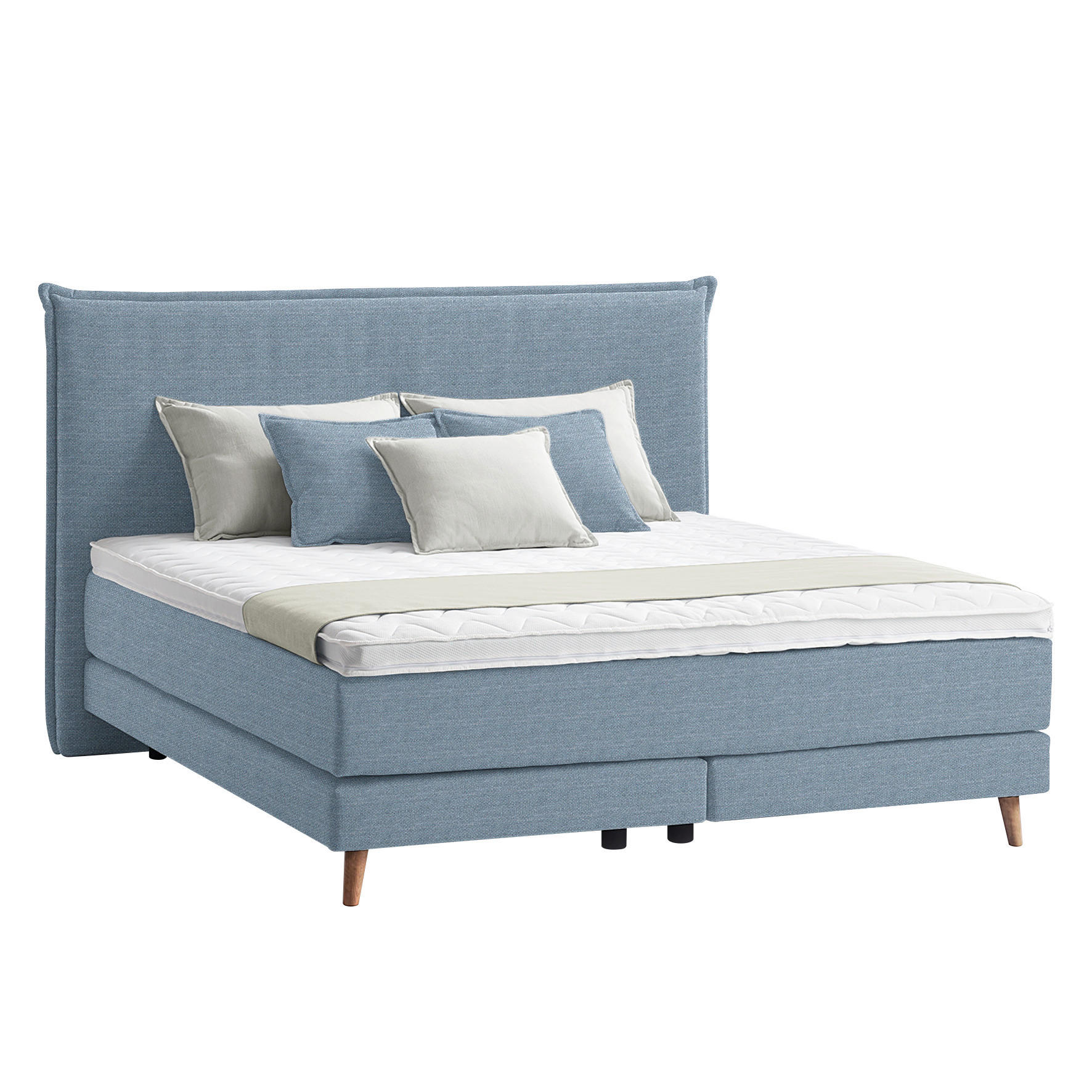 BOXSPRINGBETT 180/200 cm  in Blau  - Blau/Eichefarben, Design, Holzwerkstoff/Textil (180/200cm) - home24
