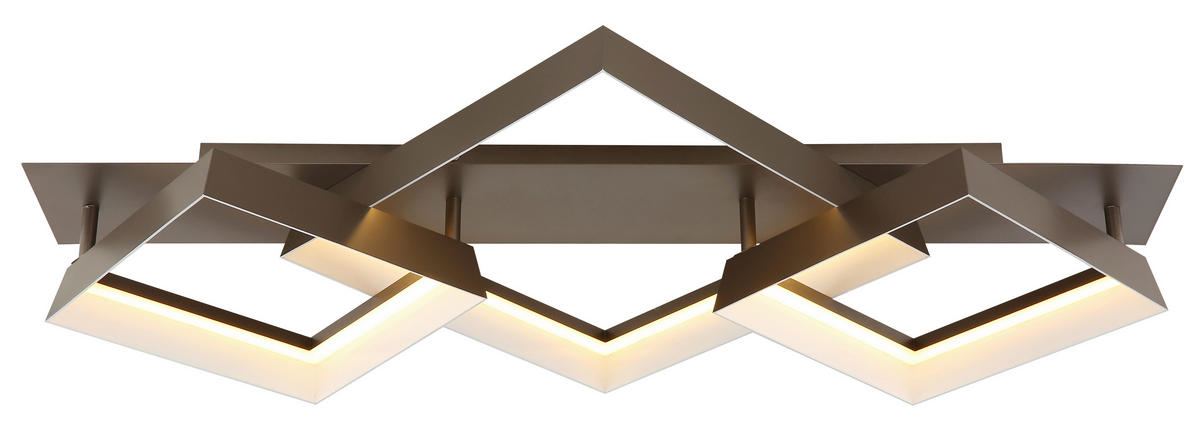 LED-DECKENLEUCHTE 85/49,5/12 cm   - Braun/Weiß, Design, Kunststoff/Metall (85/49,5/12cm) - Globo