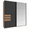 SCHWEBETÜRENSCHRANK 180/198/65 cm 2-türig Graphitfarben, Eiche Artisan  - Schwarz/Graphitfarben, KONVENTIONELL, Glas/Holzwerkstoff (180/198/65cm) - Carryhome