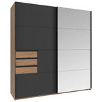 SCHWEBETÜRENSCHRANK 180/198/65 cm 2-türig Eiche Artisan, Graphitfarben  - Schwarz/Graphitfarben, KONVENTIONELL, Glas/Holzwerkstoff (180/198/65cm) - Carryhome