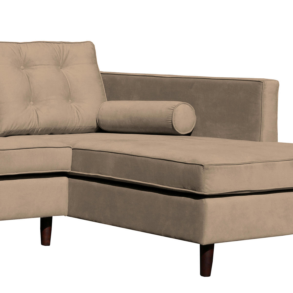 ECKSOFA VANCOUVER in Mikrofaser Hellbraun Zierkissen, Rückenkissen  240/169 cm  - Hellbraun/Braun, Design, Holz/Textil (240/169cm) - P & B