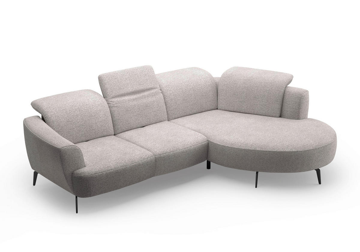 ECKSOFA ZOE E Silberfarben Chenille  - Silberfarben/Schwarz, KONVENTIONELL, Textil/Metall (309/199cm) - Sit & More