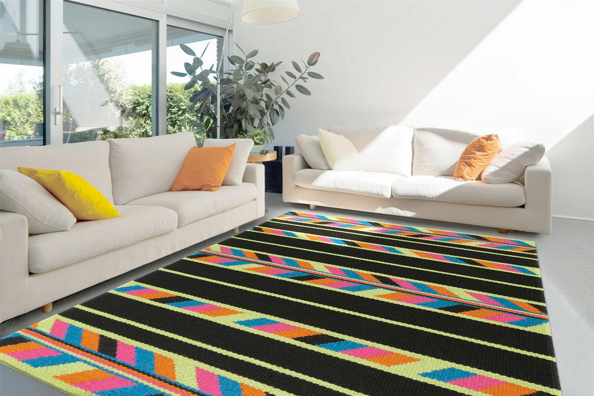 ULLMATTA 140/200 cm  - multicolor/svart, Basics, textil (140/200cm)