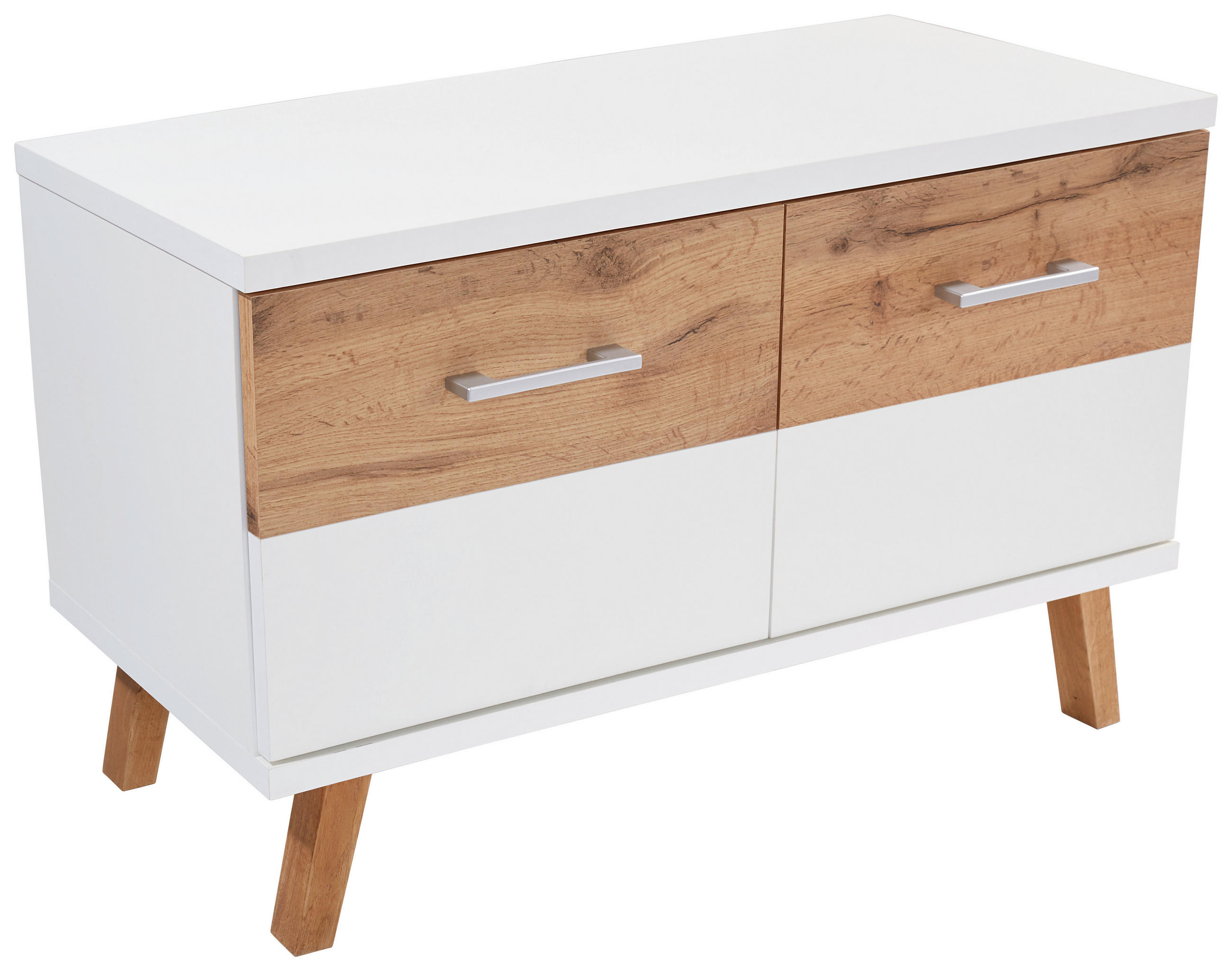 Garderobenbank Rivoli B: 85 Cm 2 Türen, Weiß/eiche Dekor