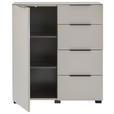KOMMODE , 90/99,7/42 cm, 4 Schublade(n)  - Kaschmir/Schwarz, Design, Glas/Holzwerkstoff (90/99,7/42cm) - Novel