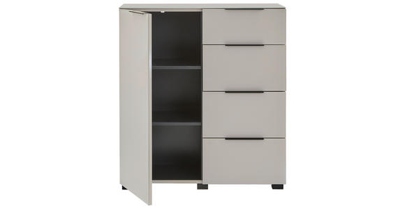 KOMMODE , 90/99,7/42 cm, 4 Schublade(n)  - Kaschmir/Schwarz, Design, Glas/Holzwerkstoff (90/99,7/42cm) - Novel
