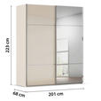 SCHWEBETÜRENSCHRANK  in Champagner  - Chromfarben/Champagner, KONVENTIONELL, Glas/Holzwerkstoff (201/223/68cm) - Novel