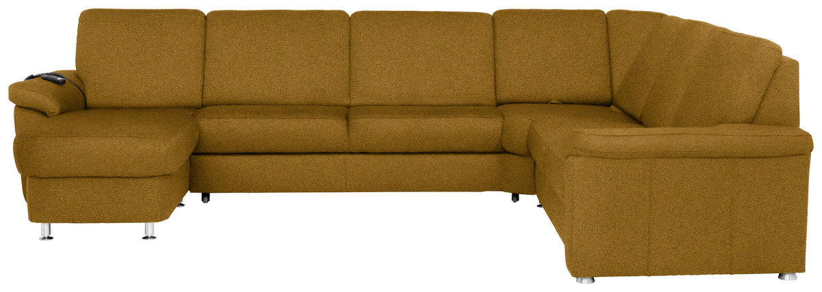 WOHNLANDSCHAFT Braun, Grün Flachgewebe  - Chromfarben/Braun, KONVENTIONELL, Textil/Metall (163/330/240cm) - Beldomo System