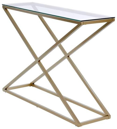 KONSOLENTISCH in Metall, Glas 100/30/74 cm    - Klar/Goldfarben, MODERN, Glas/Metall (100/30/74cm) - Livetastic