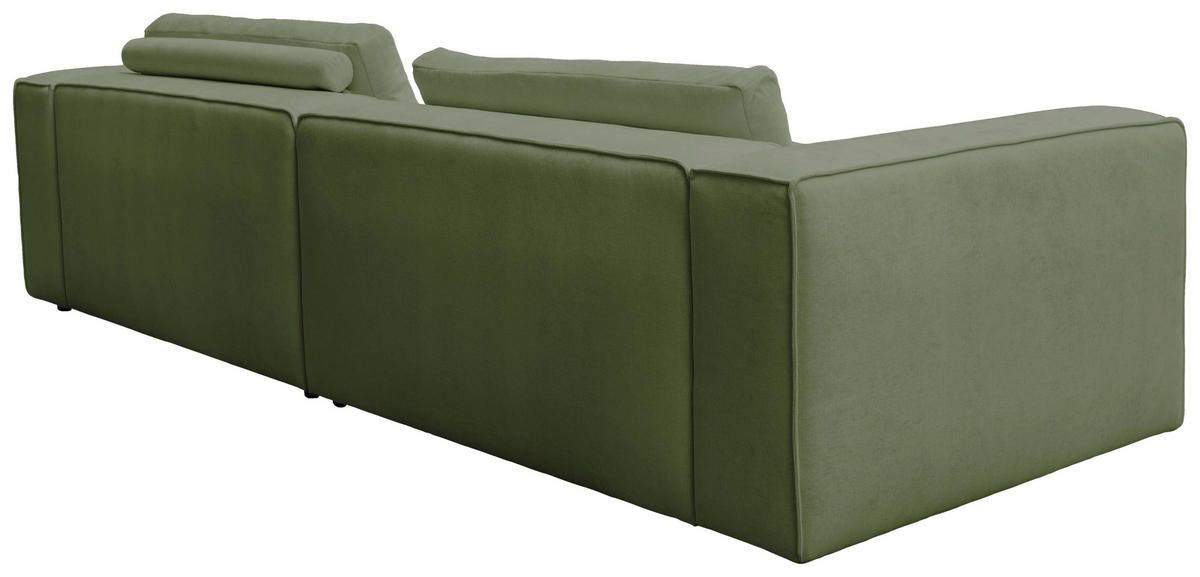 ECKSOFA Dunkelgrün Chenille Rücken echt  - Dunkelgrün/Schwarz, MODERN, Kunststoff/Textil (296/185cm) - Hom`in