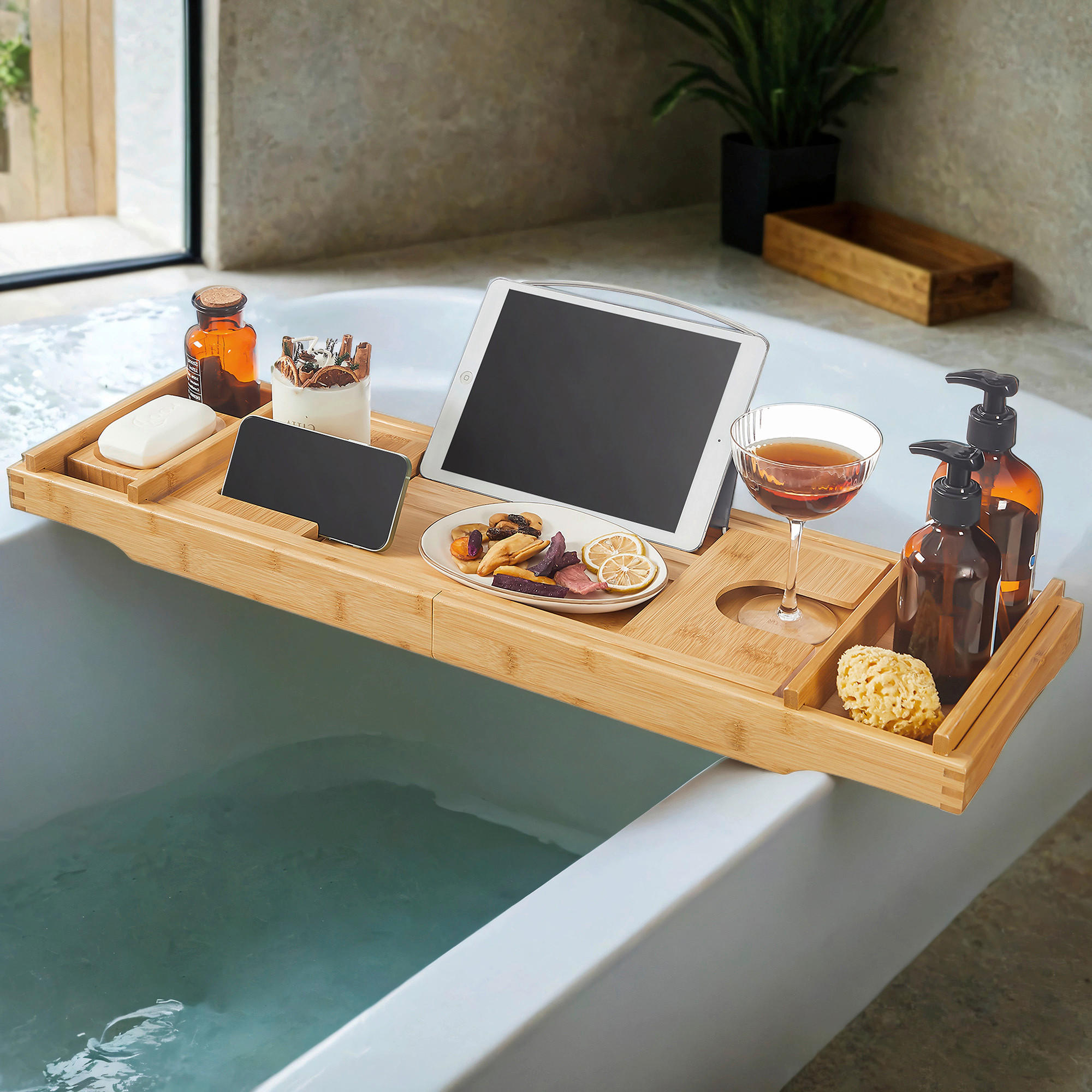 BADEWANNENABLAGE - Ecru, Basics, Naturmaterialien/Metall (75/4.5/23cm)