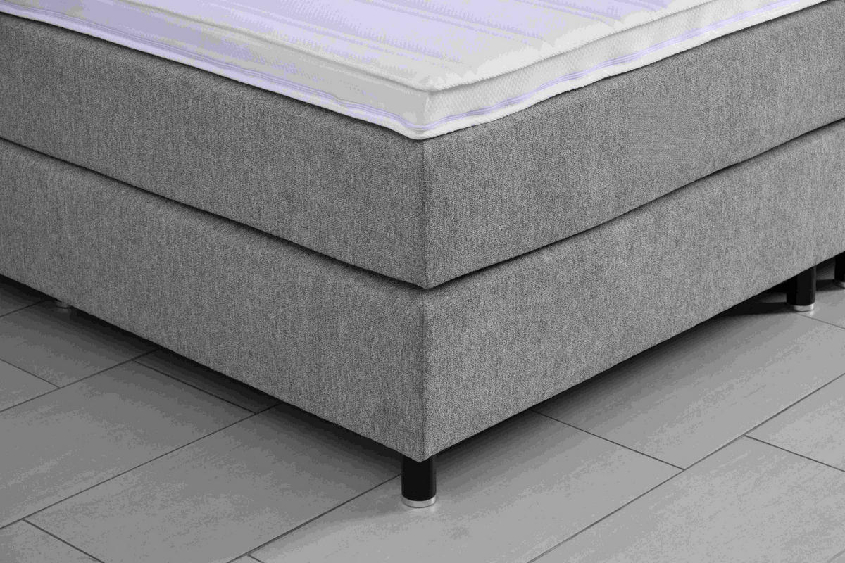 BOXSPRINGBETT 200/200 cm  in Dunkelgrau  - Dunkelgrau/Schwarz, Lifestyle, Holz/Textil (200/200cm) - home24