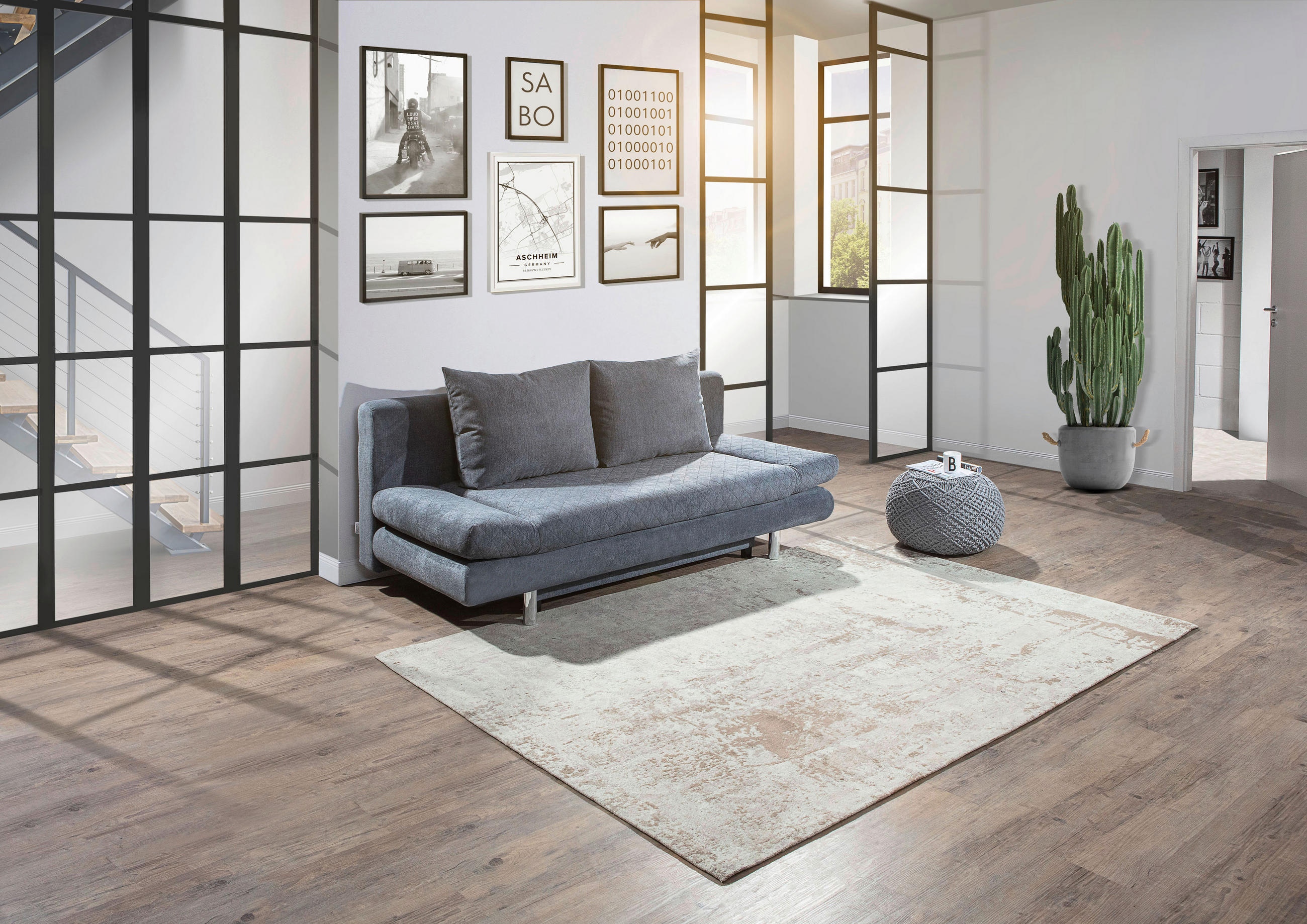 SCHLAFSOFA Armteil verstellbar Mikrofaser Anthrazit  - Chromfarben/Anthrazit, Design, Textil (194/73/91cm) - Xora