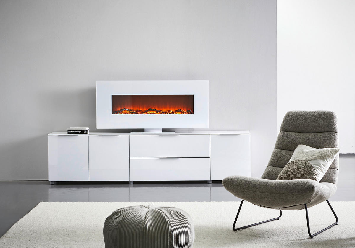 ELEKTROKAMIN - Weiß, Design, Glas/Holzwerkstoff (128/55/14cm) - Xora