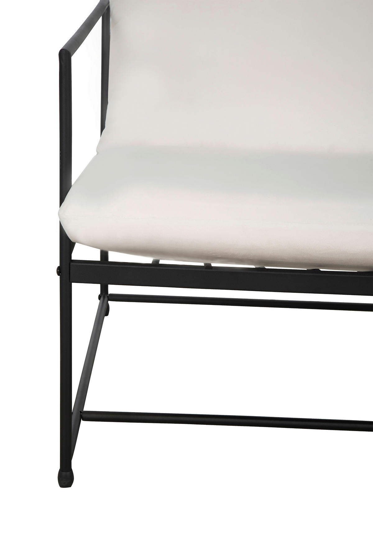 SOFA Samt Weiß  - Schwarz/Weiß, MODERN, Textil/Metall (129/75/87cm) - P & B