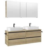 BADEZIMMER 4-teilig  in 152 cm  - Eichefarben/Weiß, Design, Glas/Keramik (152cm) - Musterring