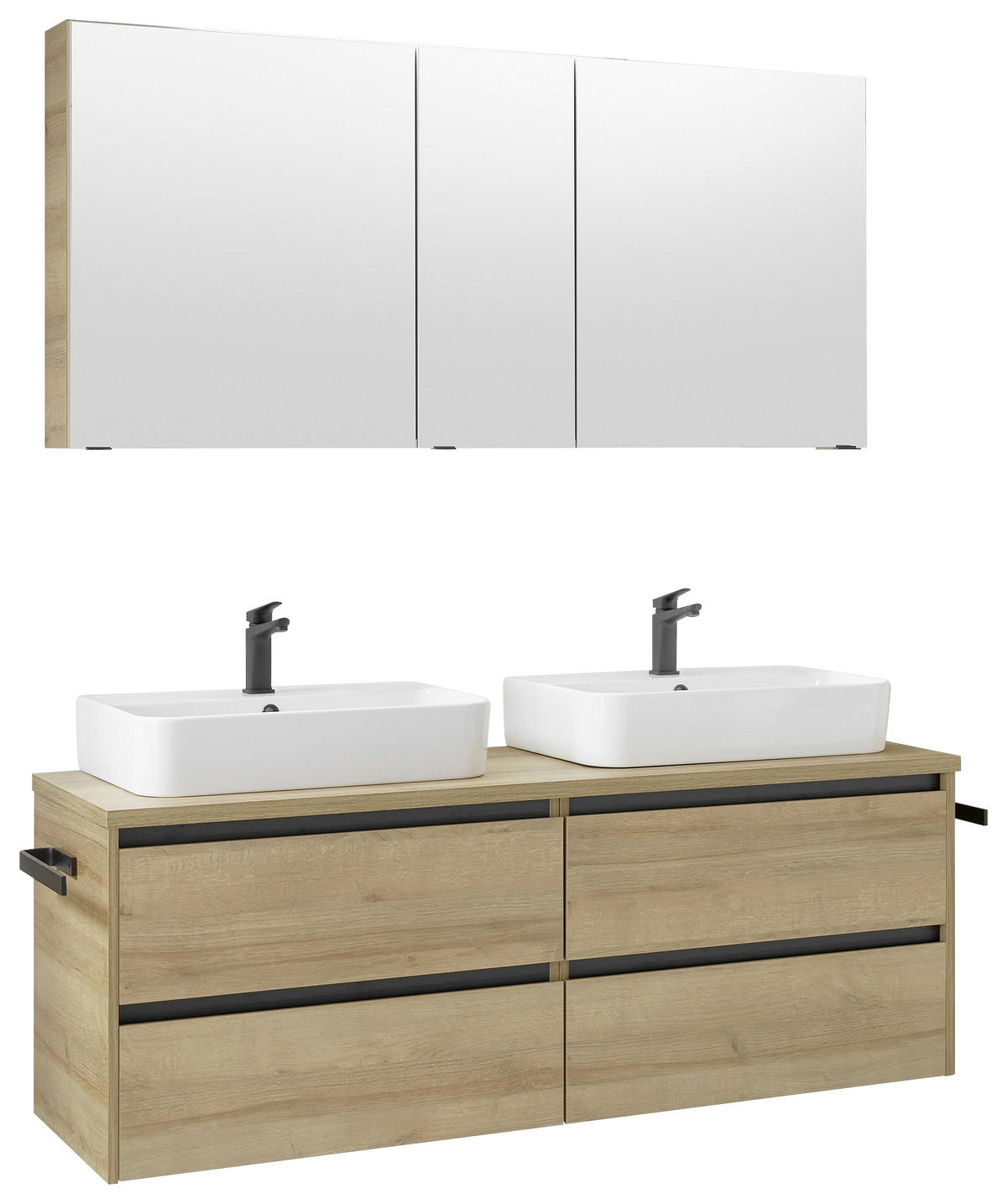 BADEZIMMER 4-teilig  in 152 cm  - Eichefarben/Weiß, Design, Glas/Keramik (152cm) - Musterring