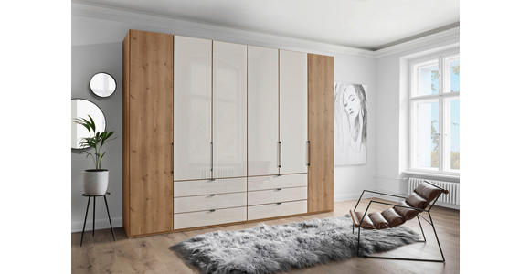 DREHTÜRENSCHRANK in Champagner, Eiche Bianco - Schieferfarben/Eiche Bianco, KONVENTIONELL, Glas/Holzwerkstoff (300/236/58cm) - Dieter Knoll
