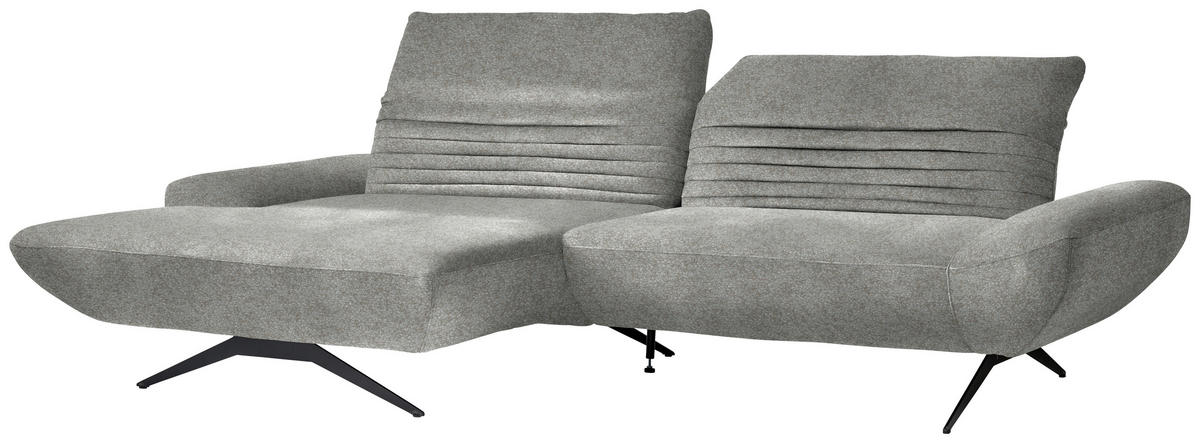 ECKSOFA  in Bouclé Grau  170-195/280 cm  - Schwarz/Grau, Design, Textil/Metall (170-195/280cm) - Dieter Knoll