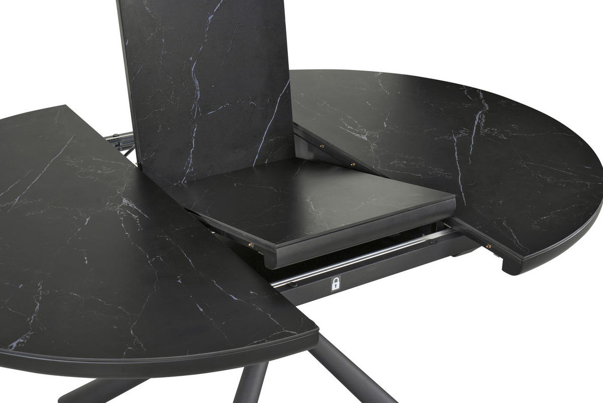 ESSTISCH in Keramik, Holzwerkstoff 120-160/120/76 cm  - Schwarz, Design, Keramik/Holzwerkstoff (120-160/120/76cm) - Novel