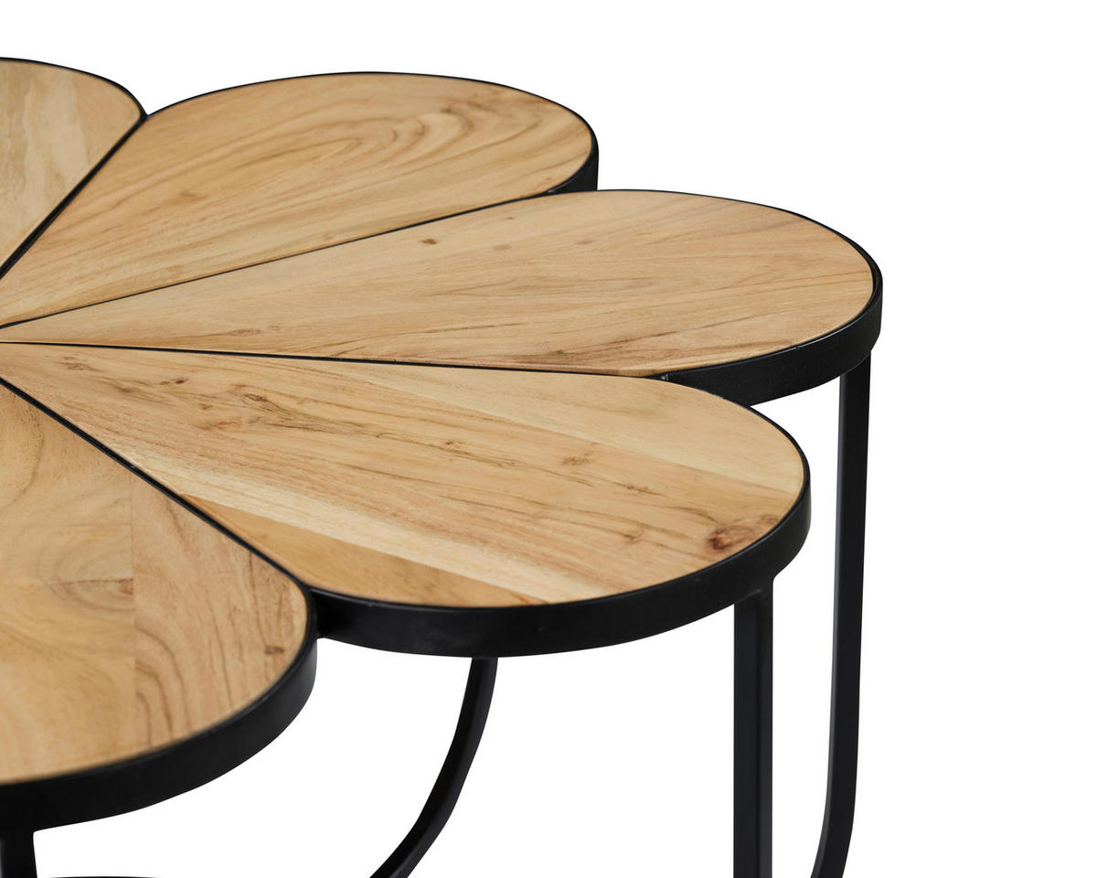 COUCHTISCH Akazie vollmassiv 80/40/80 cm rund Schwarz, Akaziefarben  - Schwarz/Akaziefarben, Basics, Holz/Metall (80/40/80cm) - Livetastic