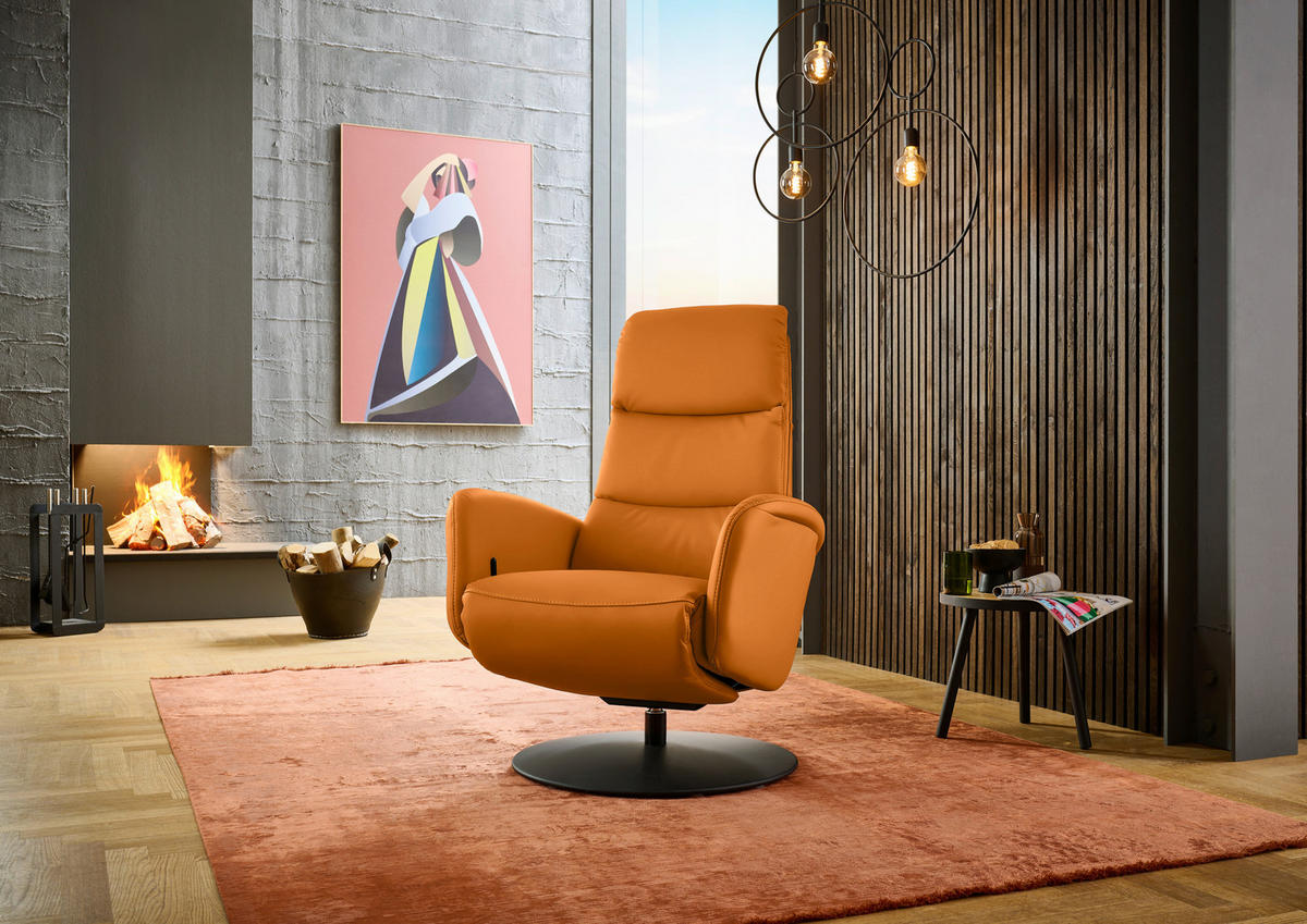 RELAXSESSEL in Leder Currygelb  - Currygelb/Schwarz, Design, Leder/Metall (76/108/86cm) - Dieter Knoll