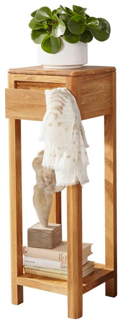 BLUMENSÄULE Holz Wildeiche vollmassiv  - Eichefarben, Design, Holz (30/30/90cm) - Livetastic