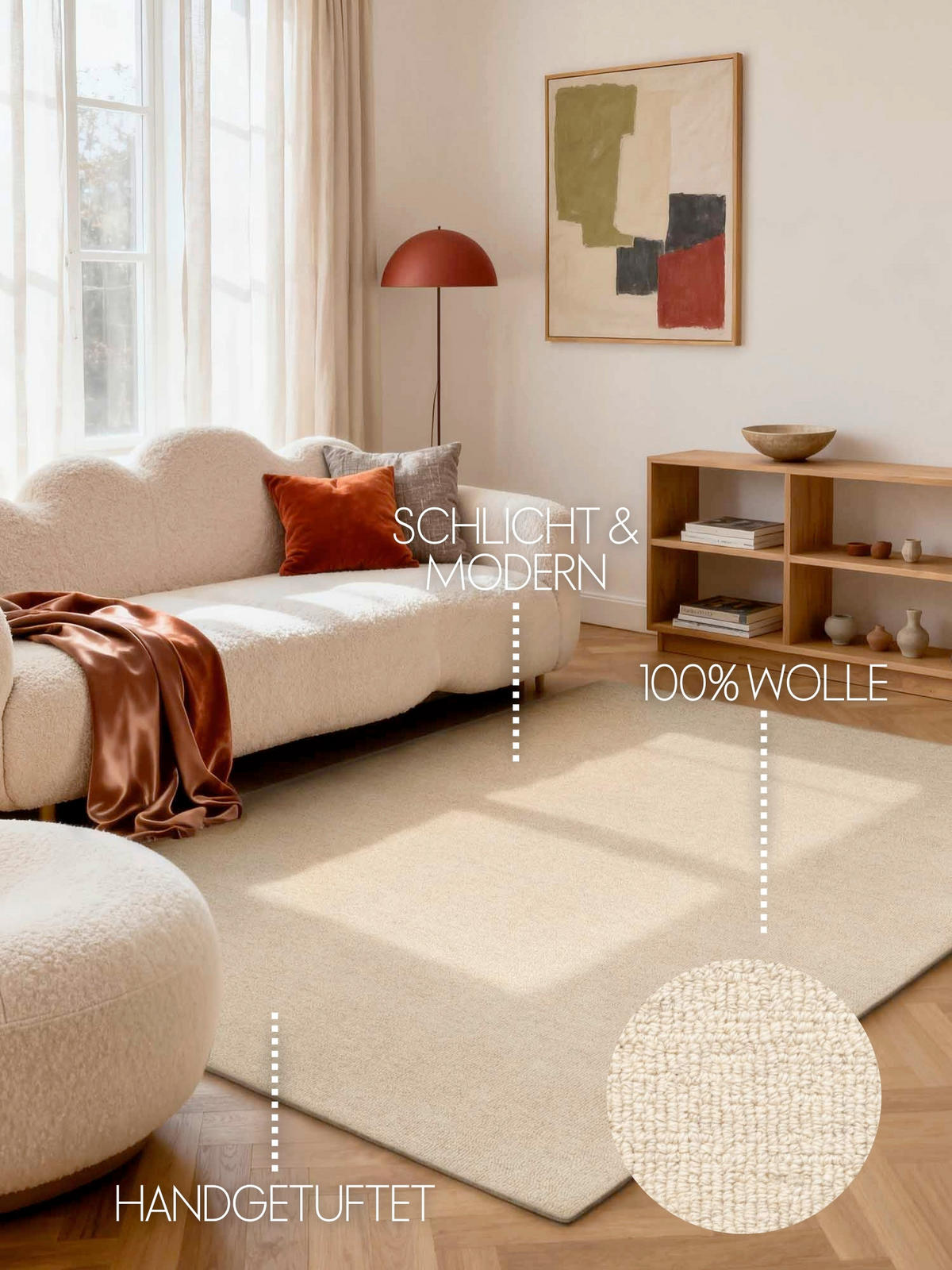 WOLLTEPPICH 200/290 cm Puristic Champagner rechteckig  - Champagner, Basics, Textil (200/290cm) - Elle Decoration