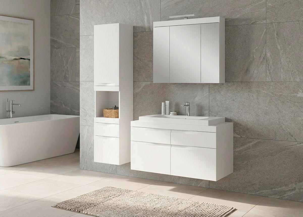 BADEZIMMER 5-teilig  in 153 cm  - Weiß, Trend, Glas/Holzwerkstoff (153cm) - MID.YOU